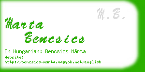 marta bencsics business card