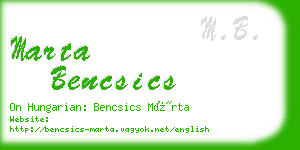 marta bencsics business card